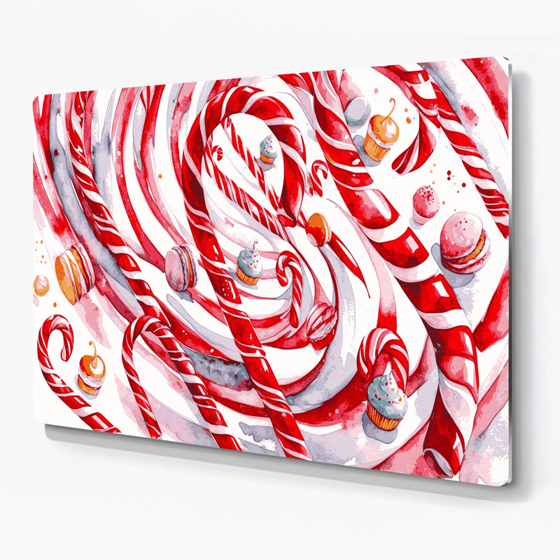 Dessert cannes de bonbon, art mural en métal beige, H 11 po x l 14 po