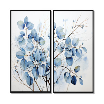 "Sureau", art traditionnel bleu sur toile