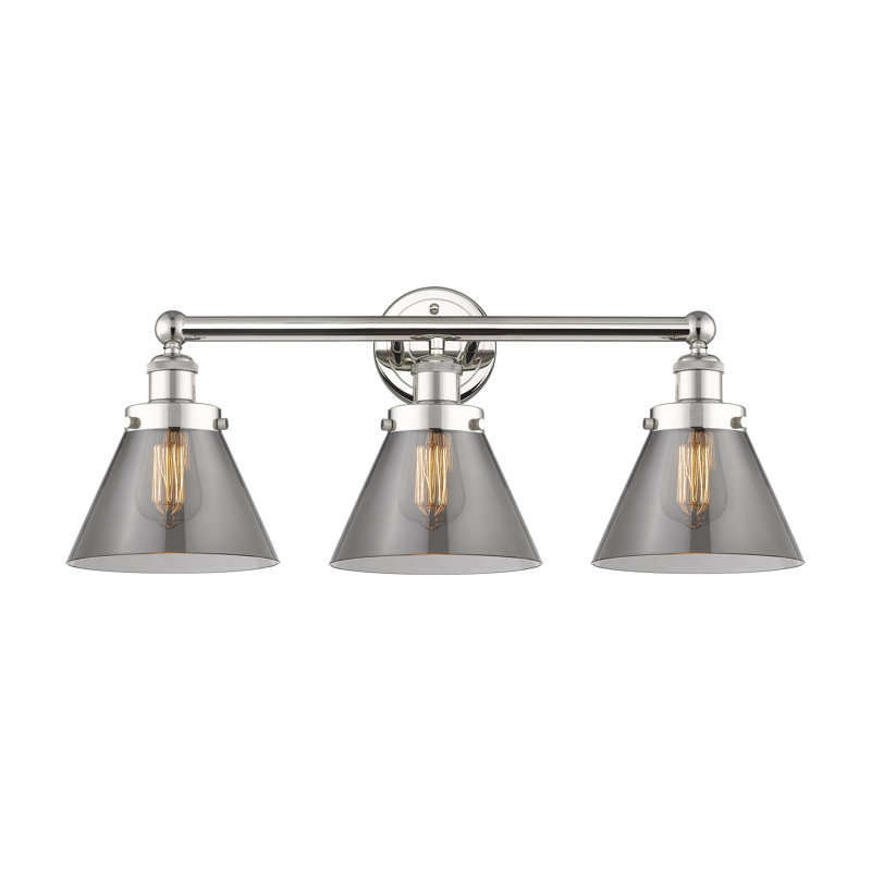 3 - Light Dimmable Vanity Light, Plated Smoke, Polished Nickel
