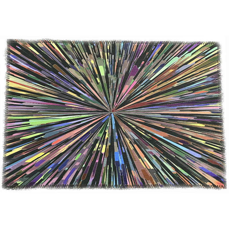 Fireworks Microfiber Rectangle Washable Rug, Rectangle 8' x 10', Black