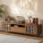 Devis 78.7" Modern TV Stand with Textured Cabinet Doors, Media Console with Adjustable/Removable Shelving, Walnut Finish