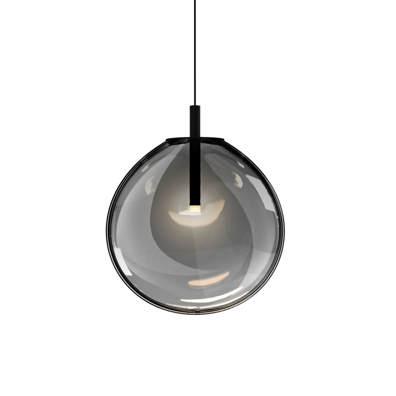 Cantina 1 - Light Satin Black Single Pendant, 14" H x 12" W x 3.75" D, Smoke Fade
