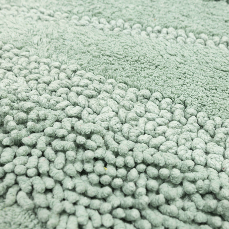 Laverne High/Low Stain/Fade Resistant Non-Slip Machine Washable Bath Mat, 17" W x 24" L, Seaglass
