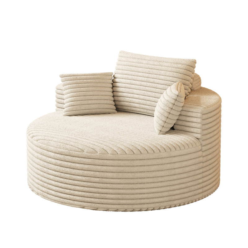 Fauteuil en velours côtelé de 50 po de longueur pour lit simple sans assemblage, Beige
