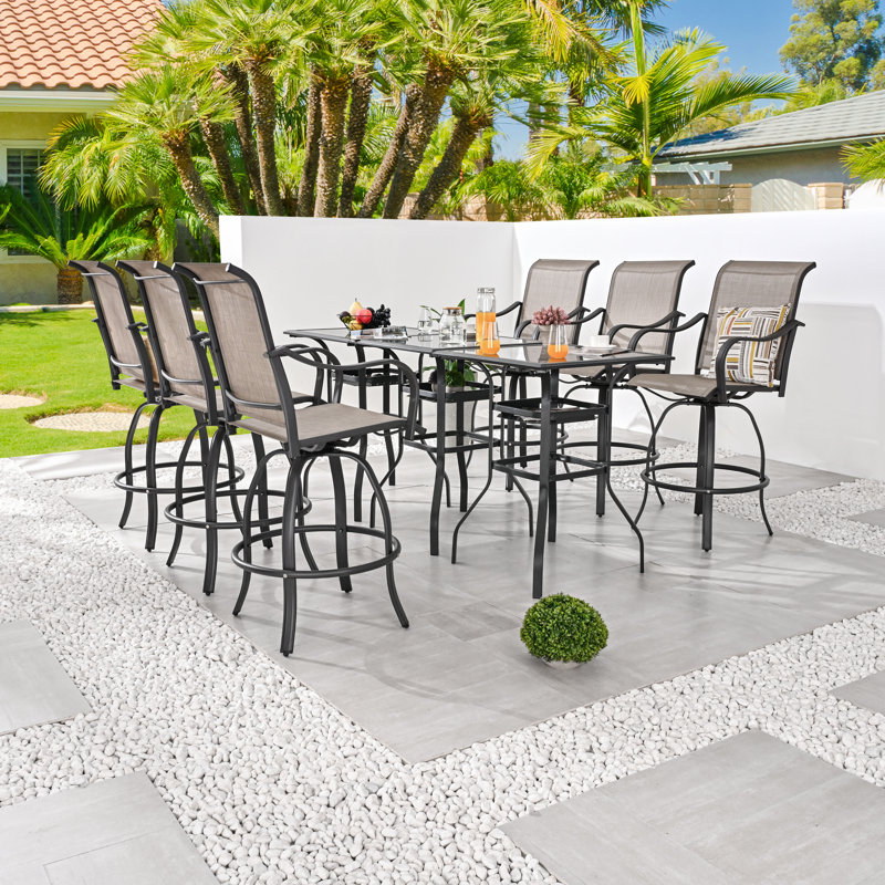Motto 6 - Person High Seating Bistro Dining Set, Gray