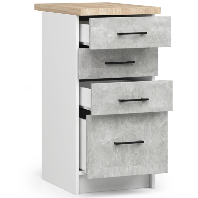 Oliwia kitchen base cabinet in white and stone gray