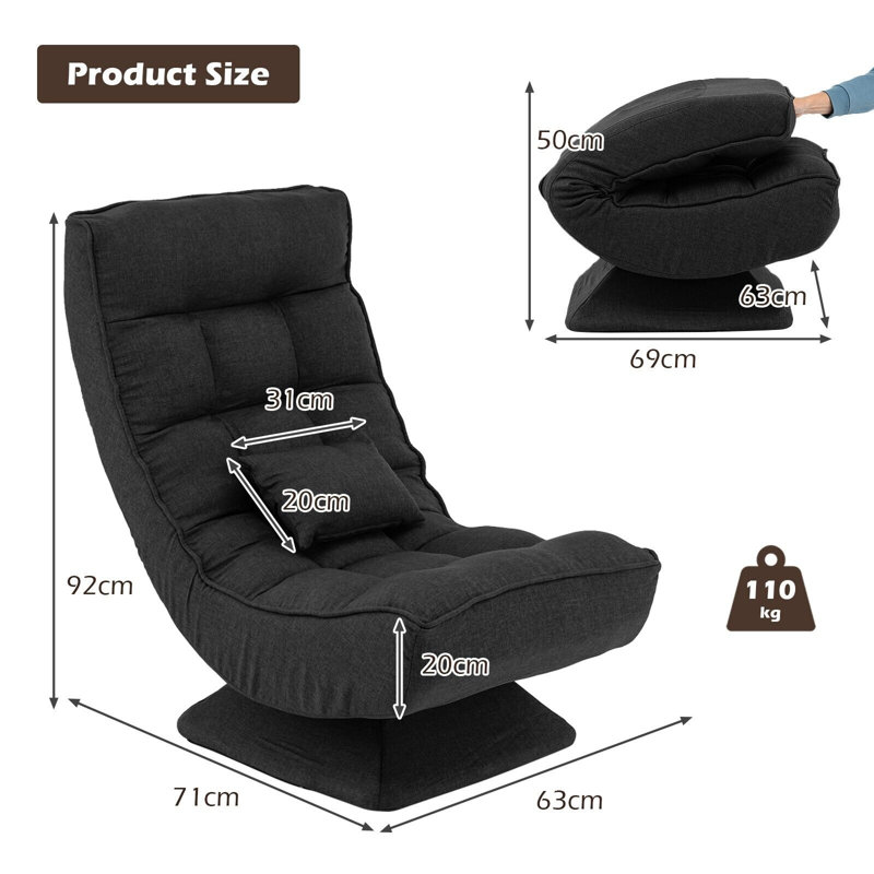 Upholstered Swivel Armless, Black