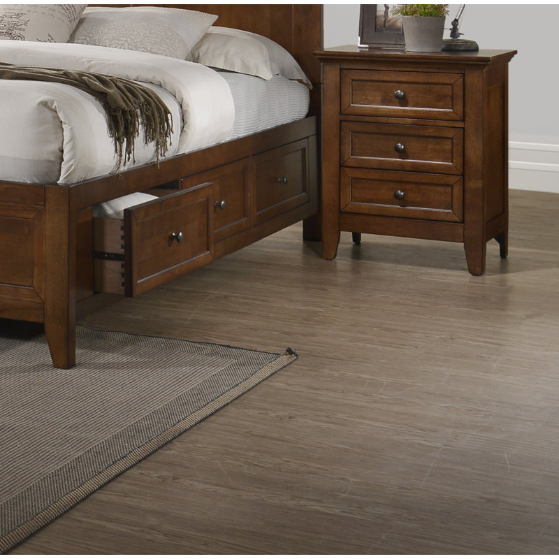 Nannette San Mateo Nightstand with 3 Drawers, Brown