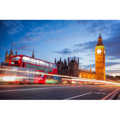 Big Ben With Traffic Jam by Extravagantni - Wrapped Canvas Print