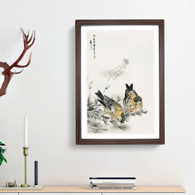 Two Japanese Greenfinch Birds by Numata Kashu - Picture Frame Painting Print