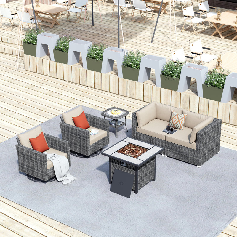 Audris 4 - Person Patio Conversation Set with Cushions, Beige