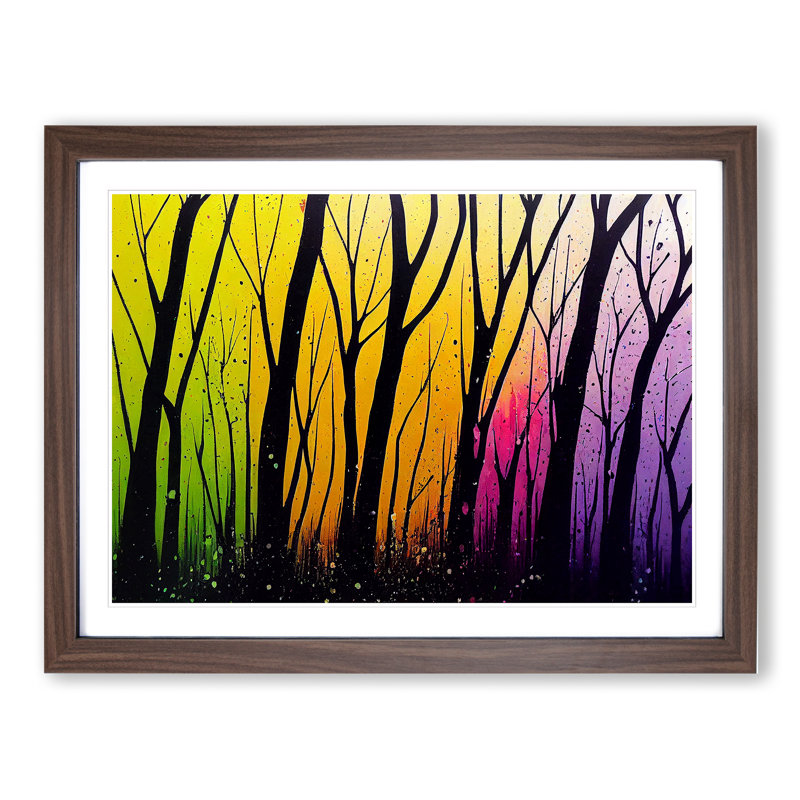 Spring Forest Splashed Vol.5 Abstract - Framed Print, 25cm H x 34cm W x 2cm D, Walnut Framed