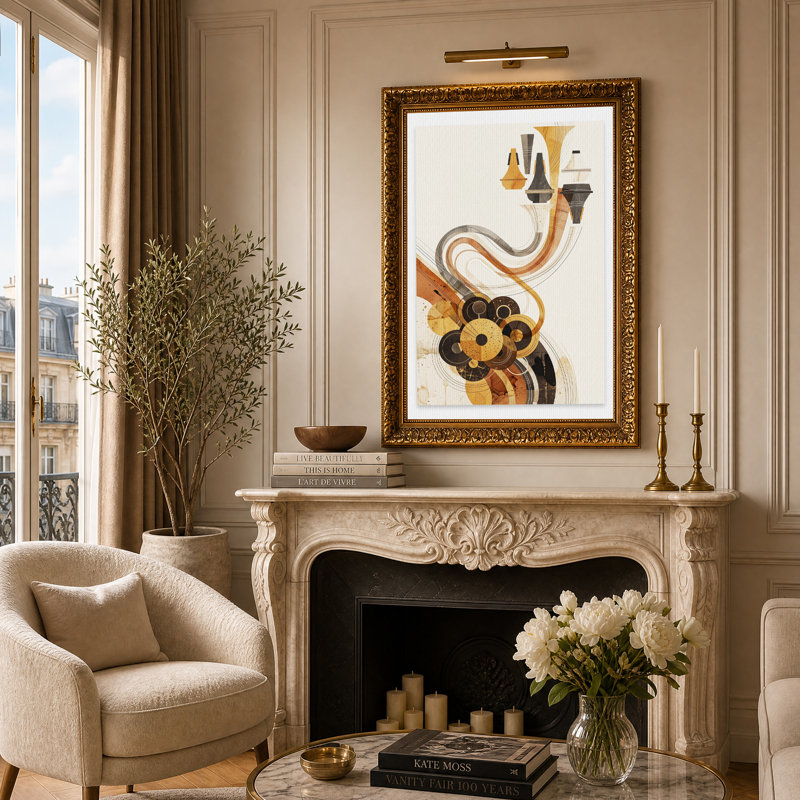 Toile abstraite beige et brune, H 24 po x l 16 po