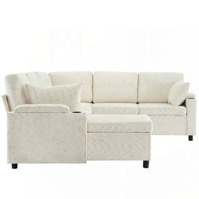 109.9" Sectional Sofa Versatile Sofa Bed Sofa Sleeper U-Shaped Sofa With Ample Storage Space,Two Cup Holders And Charging Ports For Living Room