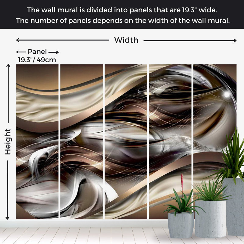 Murale abstraite pelez et collez - Vents ambrés, L 110 po x l 154 po
