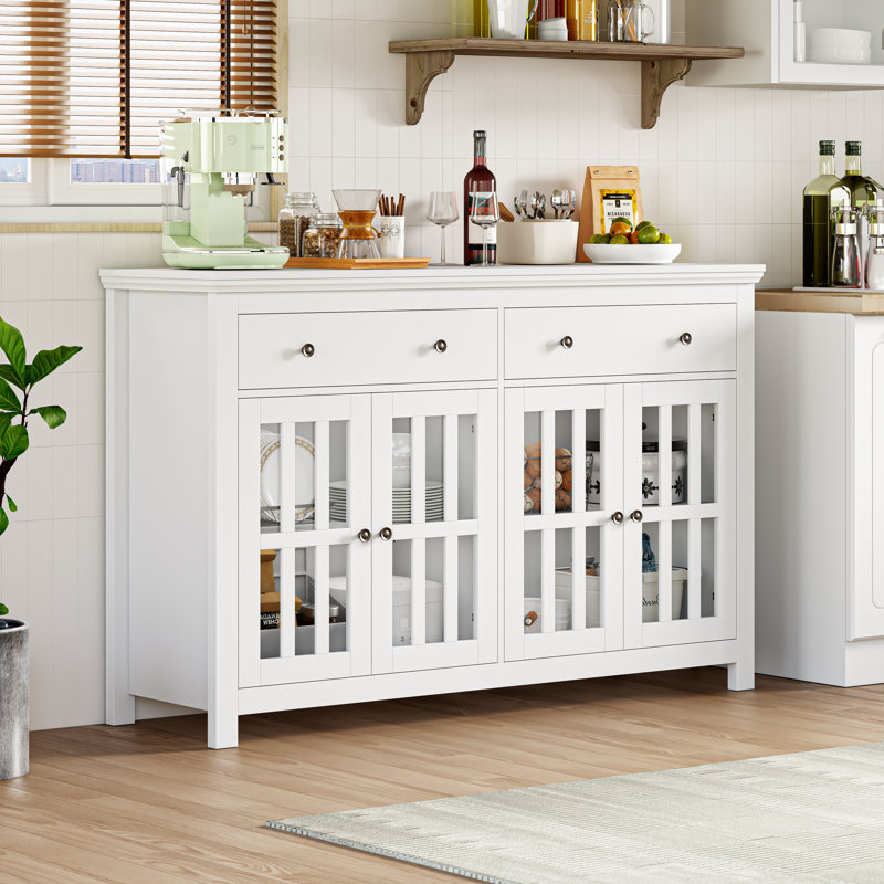 Buffet 2 tiroirs Arlton, Blanc