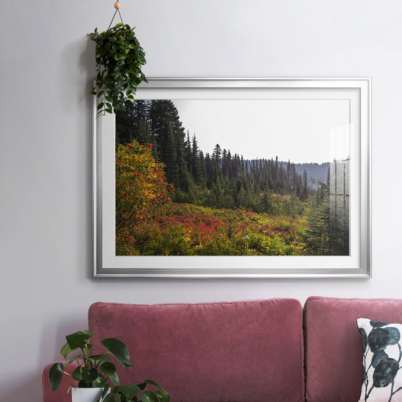 Fleurs parmi les arbres, impression sur papier, Argent, H 30 po x l 44 po x P 1,5 po