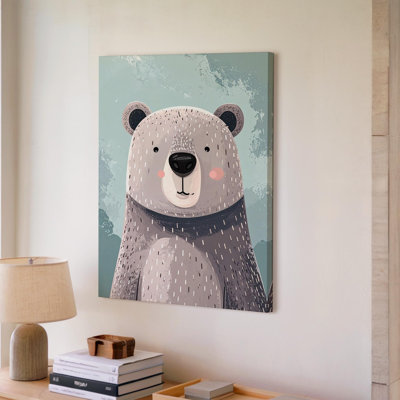 Friendly Bear Portrait Canvascalm Nursery Canvas Wall Art Ready To Hang Gallery Wrapped Home Decor Modern Design Premium Quality Decor