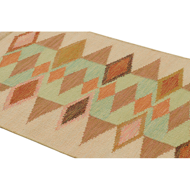 Scandinavian Hand Knotted Wool Geometric Area Rug, Rectangle 12' x 16'