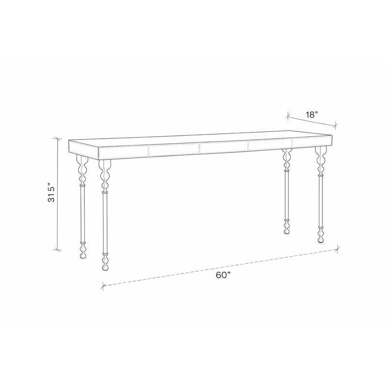 Nguni Console Table, 31.5" H x 60" W x 18" W, Aged Brass