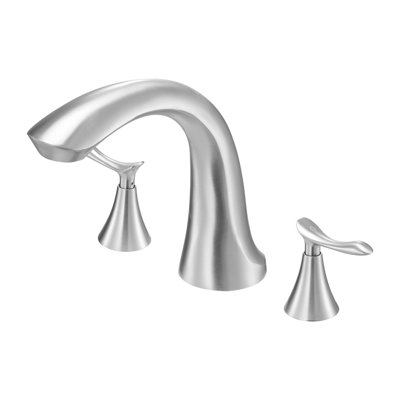 Robinet de baignoire romaine, robinet de baignoire cascade à 3 trous, ensemble de robinets de baignoire à col de cygne avec 2 poignées, ensemble de robinets de baignoire à fixation sur plateau pour le lavage des animaux de compagnie, la baignoire pour adultes, acier inoxydable brossé