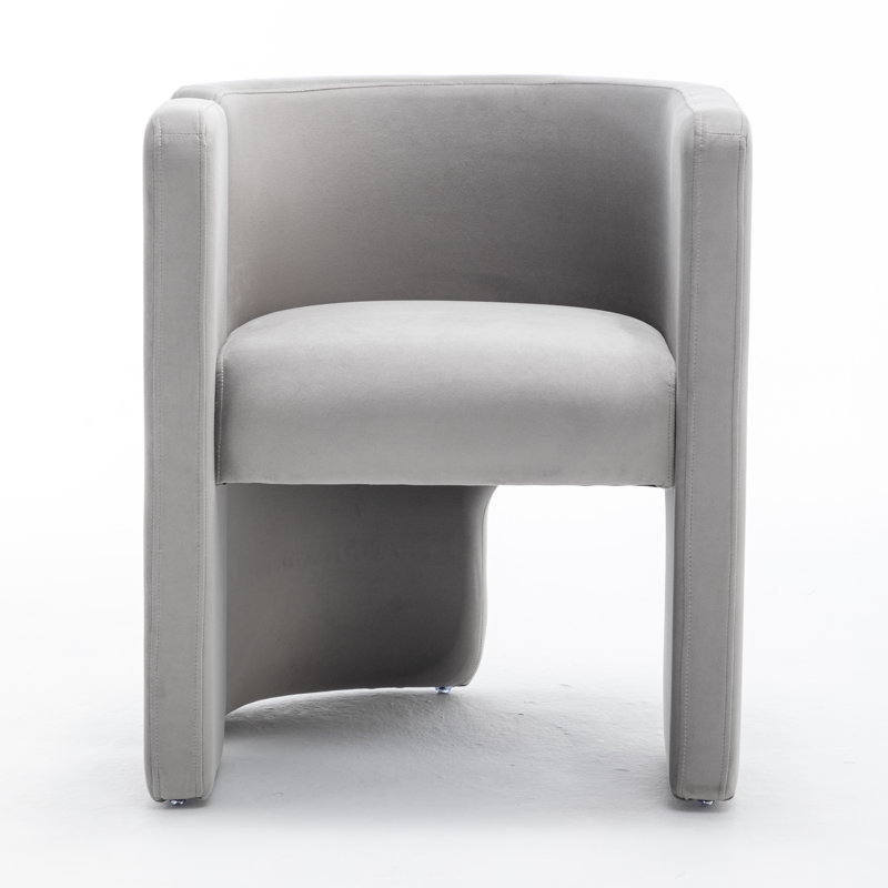 Jaimyn 24" Wide Upholstered Barrel Accent Chair, Gray Velvet