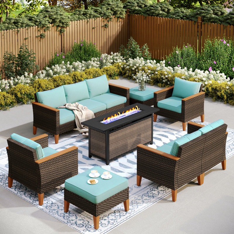 Ensemble de conversation modulaire 9 pièces Shutesbury, Oui, Bleu