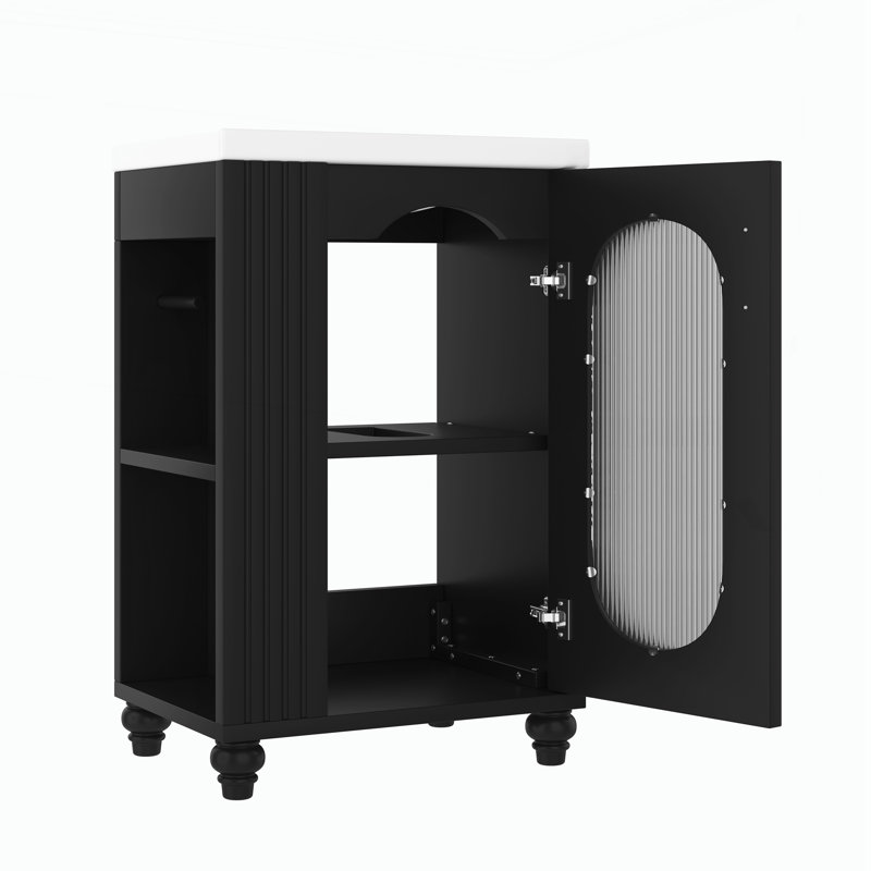 Meuble-lavabo de 20 po avec lavabo, Noir, noir, noir, noir