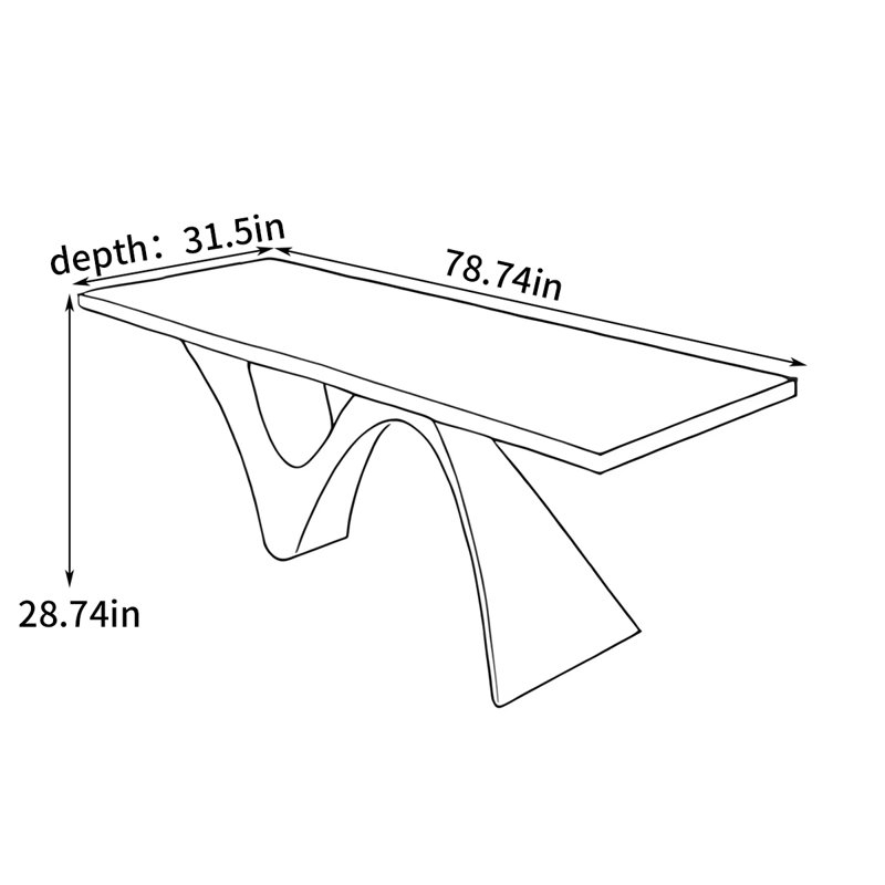 Bureau créatif et sophistiqué, H 28,74 po x l 78,74 po x P 31,5 po
