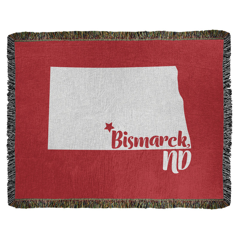Jeté en coton bismarck north dakota, 50 po x 60 po, Rouge
