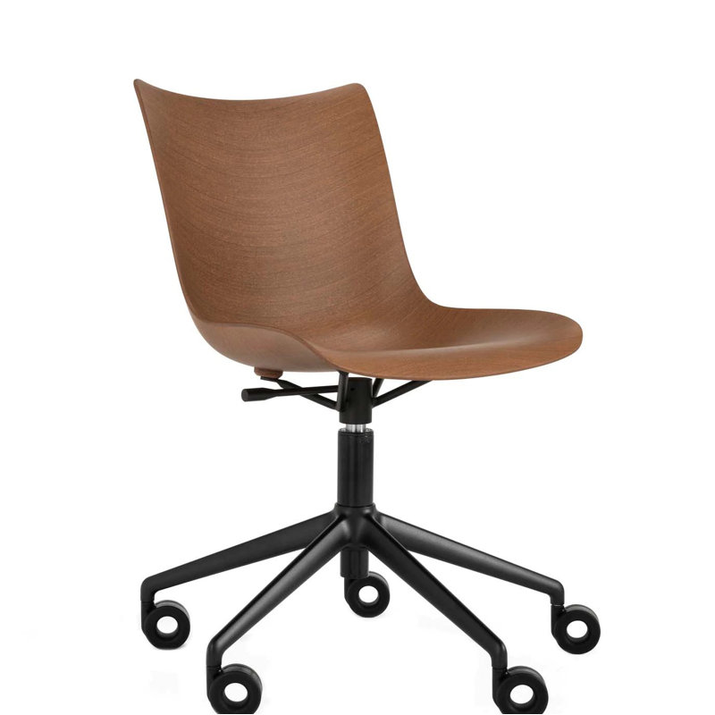 P/Wood Swivel Task Chair, Dark Wood/Black