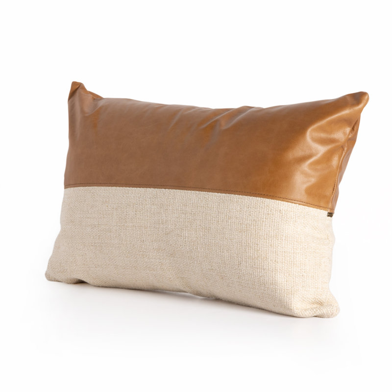 Lumbar Pillow Cover & Insert, 16"H x 24"W, Sonoma Butterscotch Top Grain Leather