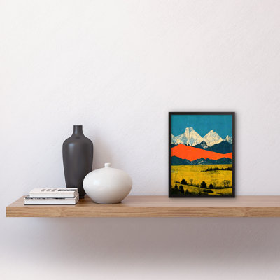 Winter Mountains Landscape Papercut 1 Piece Single Picture Frame Wall Art