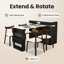 Table extensible et rotative de 47 po + 4 chaises Queen-Anne en bois massif, 4 tiroirs divisés, vitrine en verre, double sortie intégrée, station de repas compacte à 4 places-788318241