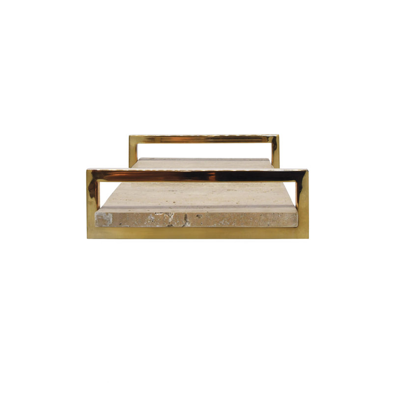 Jarvis Decorative Tray, Travertine/Brass