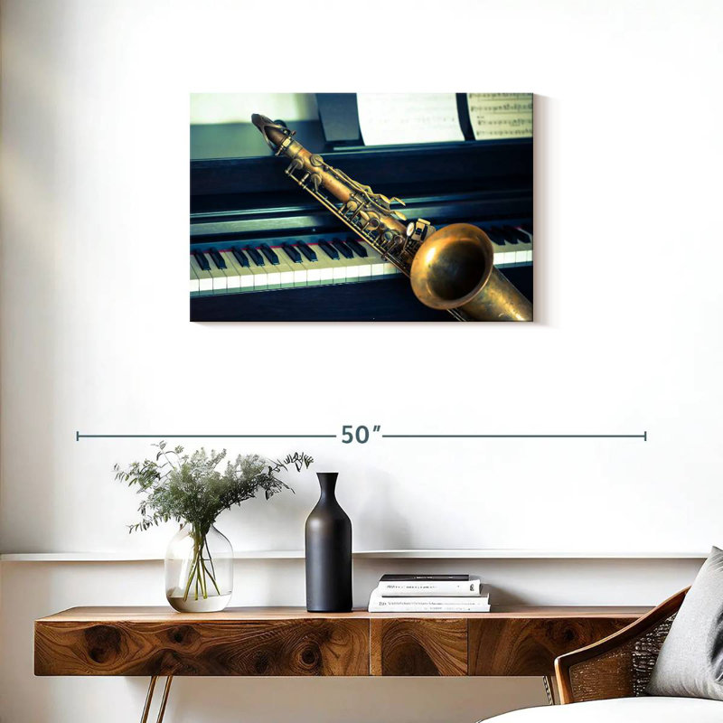 Abarca piano et saxophone, H 20 po x l 30 po