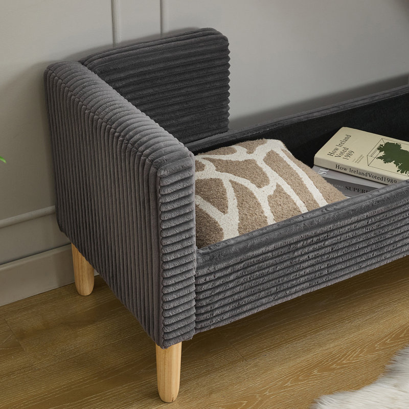 Banc de rangement rembourré 65,35 po, Gris anthracite