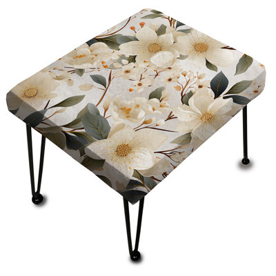 Blanc coquelicots minimaliste Floral Elegance II - Repose-pieds rectangulaire floral