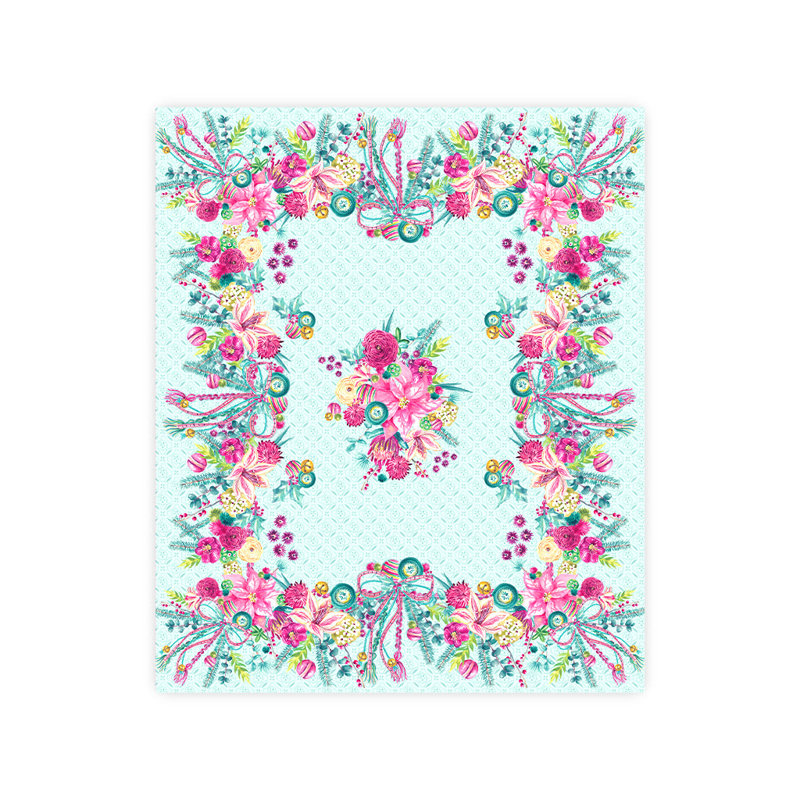 Boho Christmas Multicolor Floral Rectangular Fabric Tablecloth