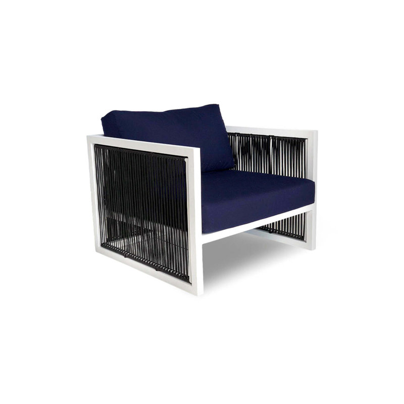 Méridienne Imola, Bleu marine, Blanc / noir
