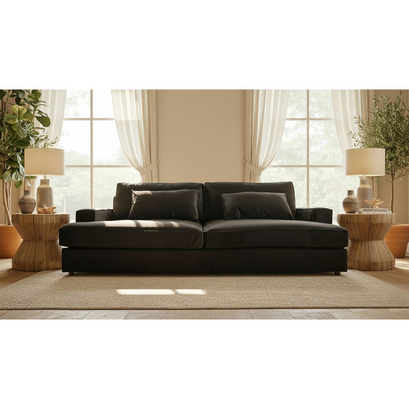 Canapé à accoudoirs carrés 96 po avec coussins réversibles Bailey, Polyester noir
