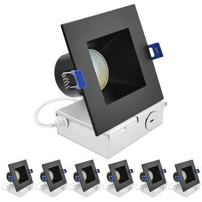 Plafonnier carré encastré à DEL Luxrite 4 pouces, 12W, 5CCT 2700K-5000K, 1060 lumens Downlight Canless à intensité variable, classé humide, classé IC, paquet ETL 6