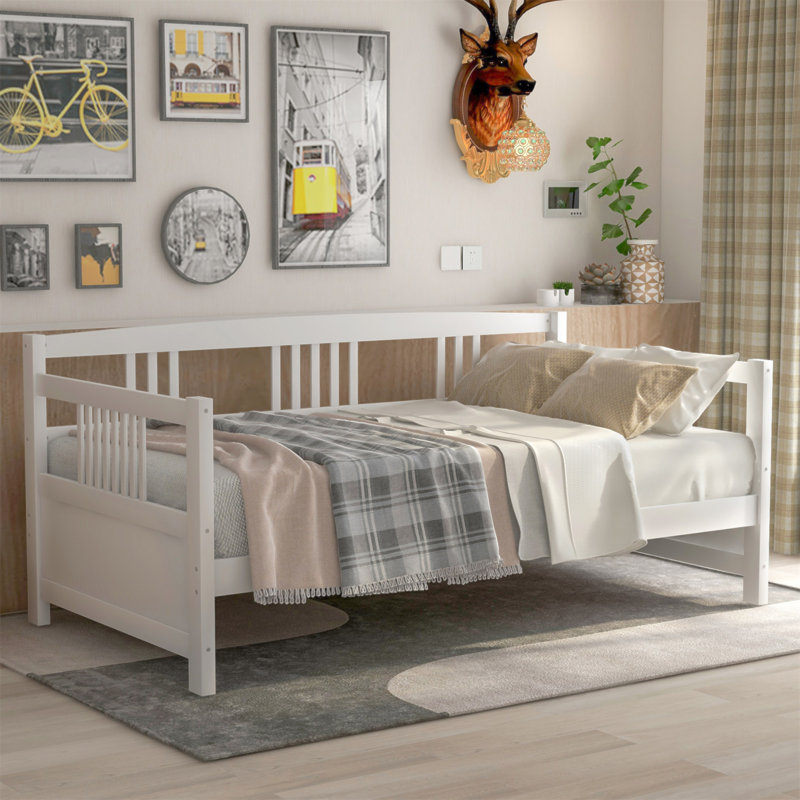 Lit de jour moderne en bois massif, lit simple multifonctionnel avec rangement, parfait pour les chambres d'amis et les petits espaces