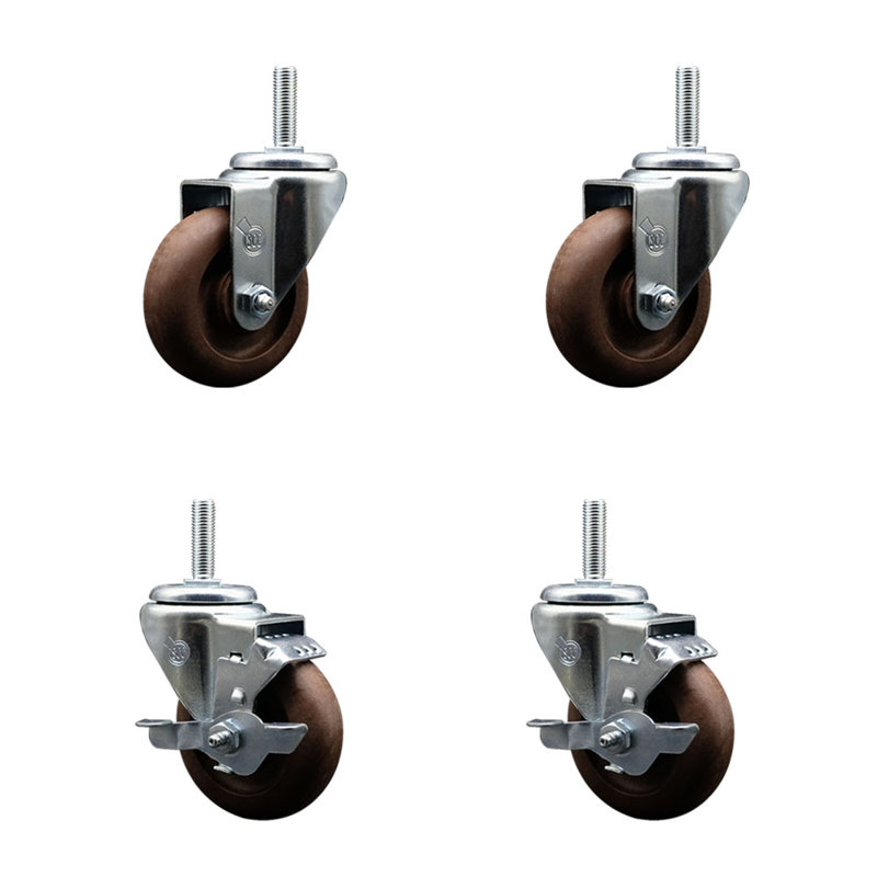 Ensemble de roulettes à tige filetée en nylon 3,5 pi / 3,5 pouces