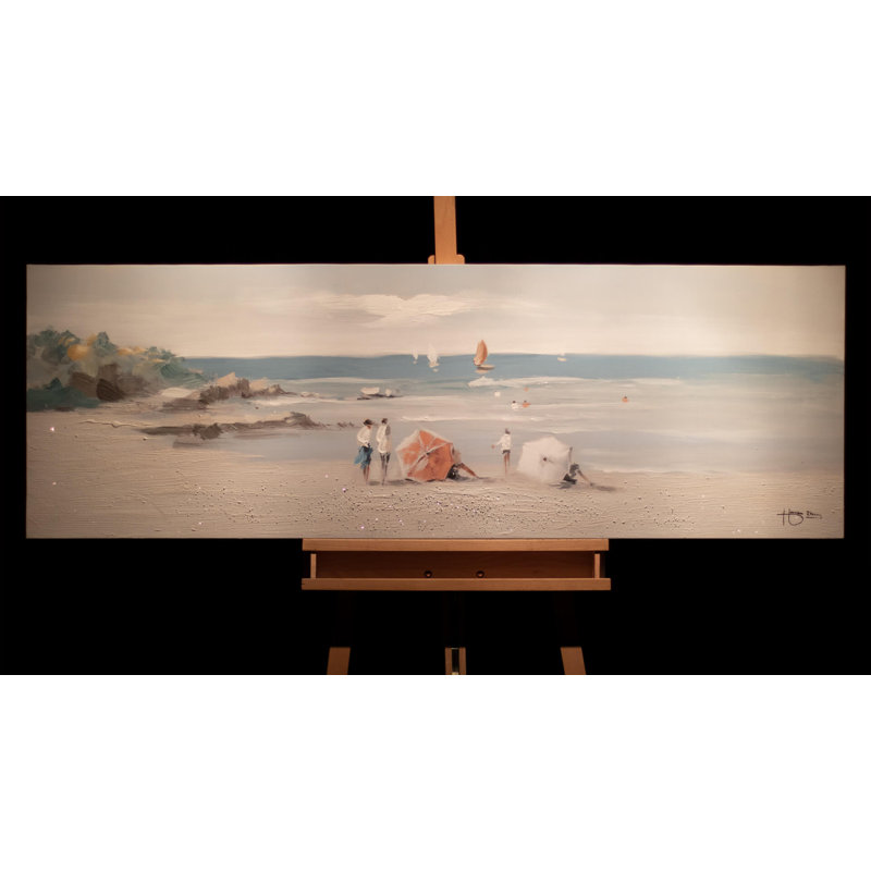 Hand -painted acrylic painting on the beach
