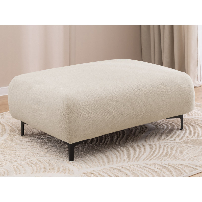 Footstool Cardea In A Design, Made Of Soft Textured Fabric With High Seating Comfort, Beige