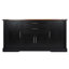 Armoire de 63 po avec 2 tiroirs, support de porte, tablettes réglables pour la salle à manger, meuble télé, glissières de tiroir lisses, 4 portes à grange noire, cuisine, café, buffet, coffre-fort et stable