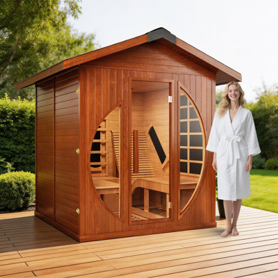 Smartmak® Outdoor Red Cedar Cabin Authentic Traditional Steam Sauna Experience for 4 people