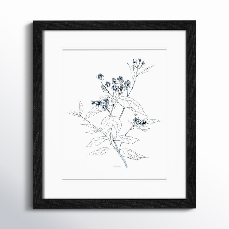 Indigo Sketch I by Carol Robinson, 15" H x 13" W x 0.75" D, Black Framed