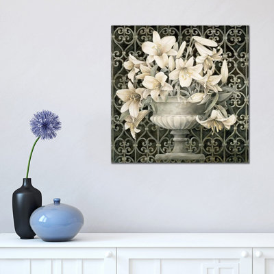 Lilies In Urn by Linda Thompson - Wrapped Canvas Print